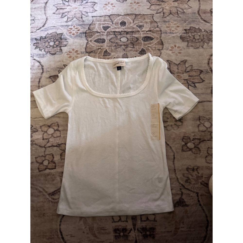 Universal Thread Cream Pointelle Square Neck Top S NWT MSRP $20